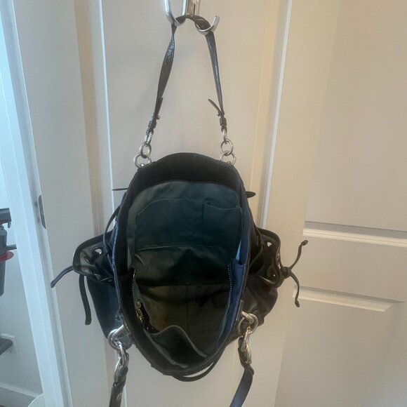 Coach Colette Black and Grey Patent Leather/Leather Patchwork Tote - Picture 4 of 6